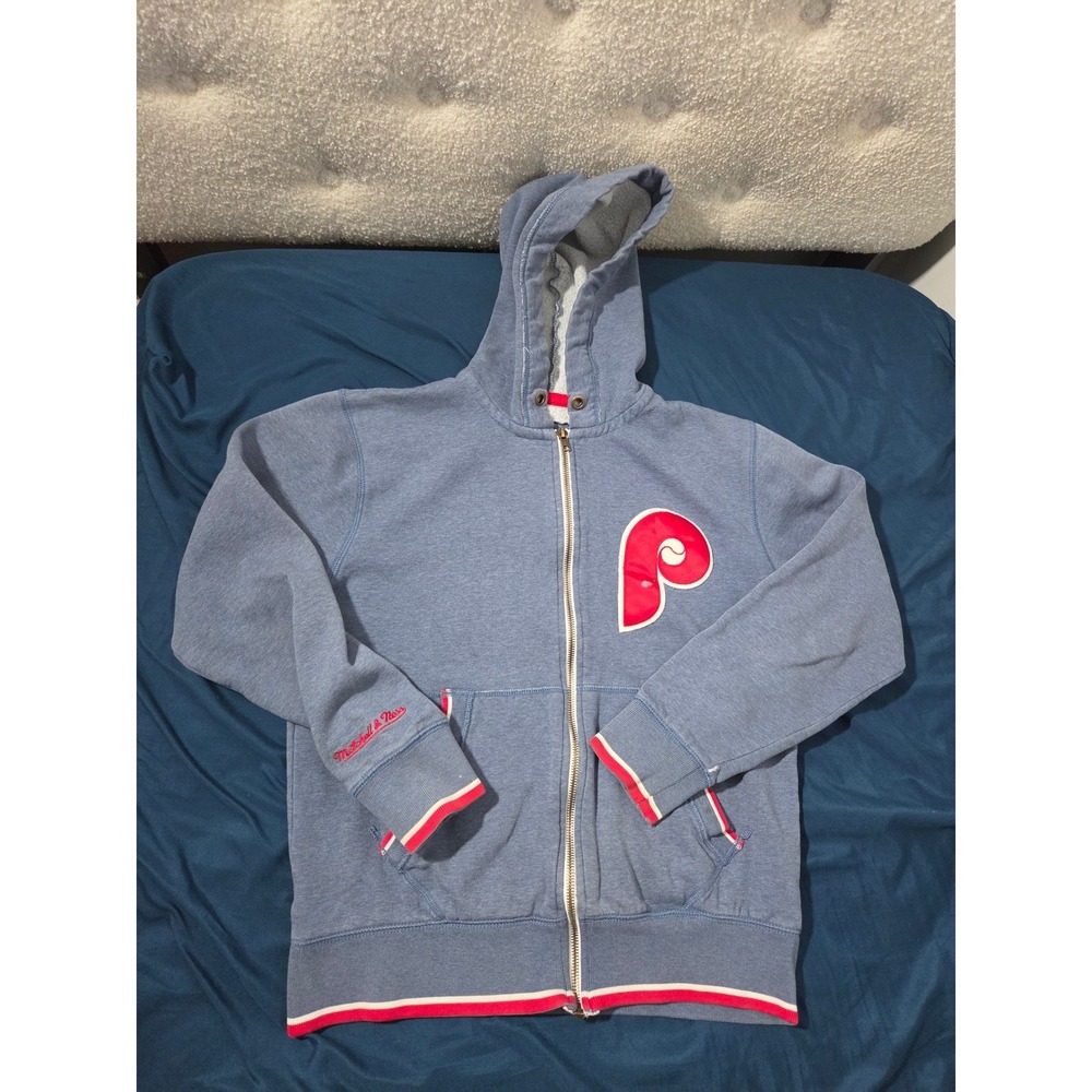 Mitchell & Ness Philadelphia Phillies Cooperstown Full Zip Hoodie Blue Mens S